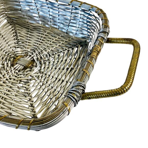 Woven Wire Metal Basket With Handles - Picture 5 of 7